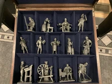 Franklin Mint The People Of Colonial America 13 Fine Pewter Figures W/Paperwork