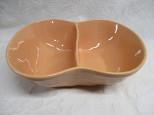 Vintage Marcrest Ovenproof Quality Divided Bowl Made in U.S.A. Peach