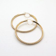 14K Yellow Gold CZ Hoop Earrings 2  