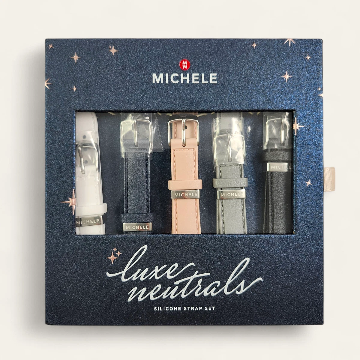Michele Gray Silicone and Rose Gold Bracelet Band 38/40/41/42mm and 42/44/45/46/49mm Black and Gold-Tone  main image 2