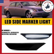 for 2004-06 Infiniti G35 Sedan X Base 4D Front White LED Side Marker Light Smoke
