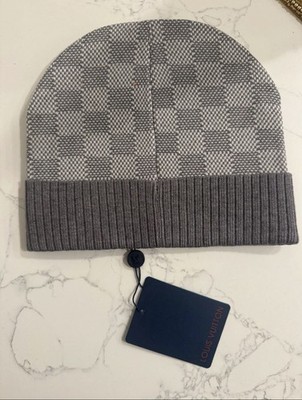 Louis Vuitton Gray Check Winter Beanie with Logo Patch | eBay display picture 1