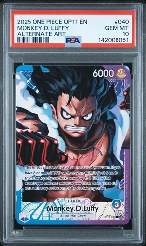 2025 One Piece OP11 En Monkey D Luffy Alternate Art #040 PSA 10 Gem Mint