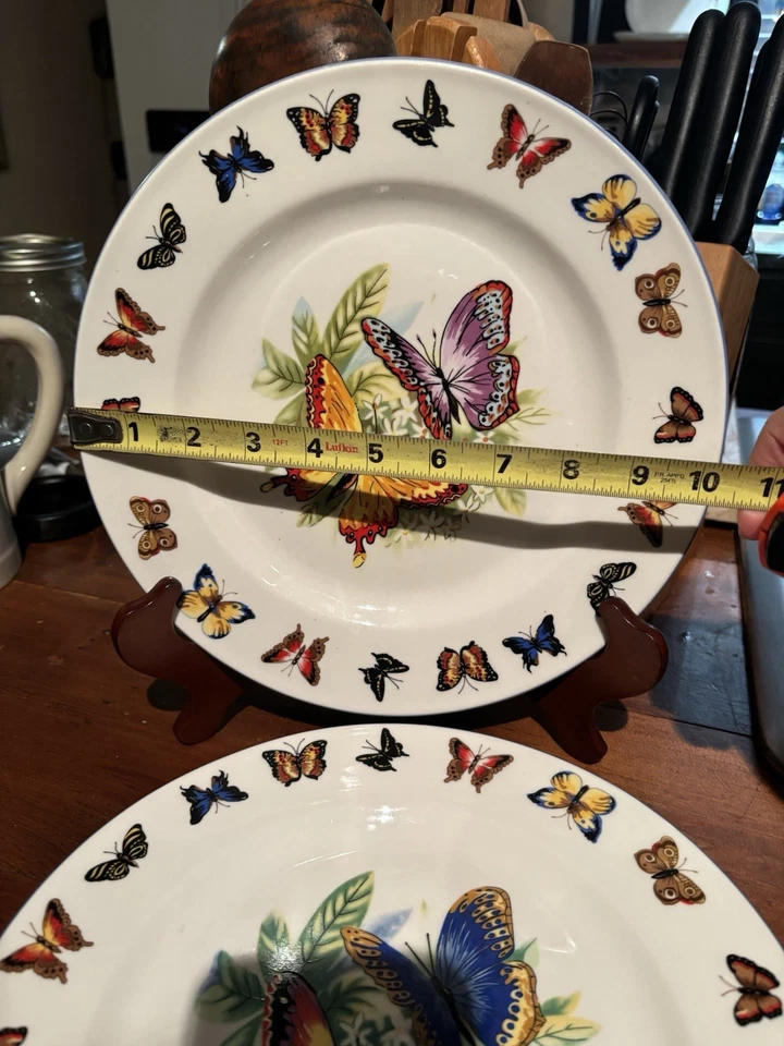 (2)Tabletops Unlimited Butterflies Dinner Plate 10 5/8 Butterfly Border - Image 2 of 3