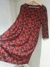 ROMAN ORIGINALS RED BLACK PRINT THICK TUNIC DRESS THIN JUMPER DRESS PLUS SIZE 18
