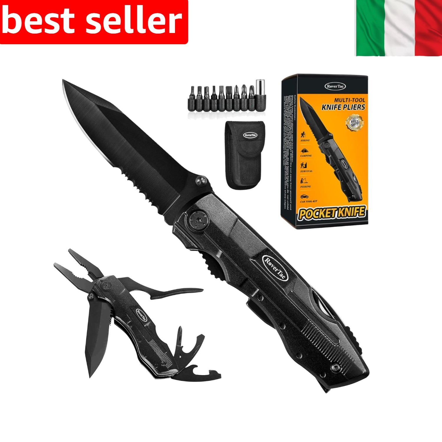 Multitool Coltello Pinze Multiuso Regalo-Uomo: RoverTac Coltello Pieghevole i...