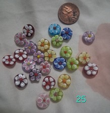 Lot Of 25 Flower Glass Lampwork Beads For Jewelry Making