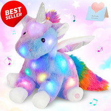 16.5" Light Up Musical Unicorn Plush Toy Glowing Singing Gift for Kids - US