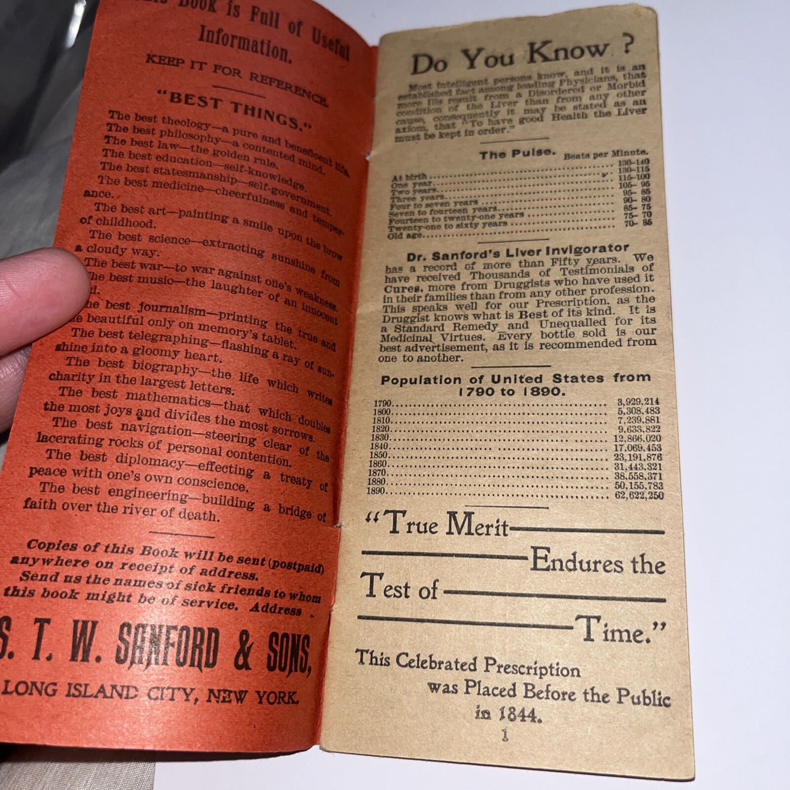 Antique 1896 STW Sanford & Sons Liver  Invigorator Booklet - Long Island City NY