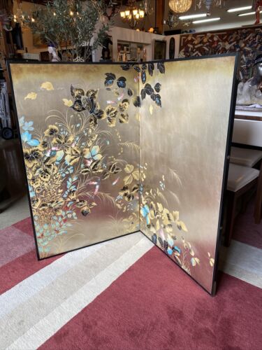 Foldable Asian Gilted Two Panel Screen Beautiful Gorgeous ScreenStand Or Hang