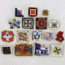 Quilting Squares Convention Clubs Advertising Quilt Enamel Lapel Pin Lot