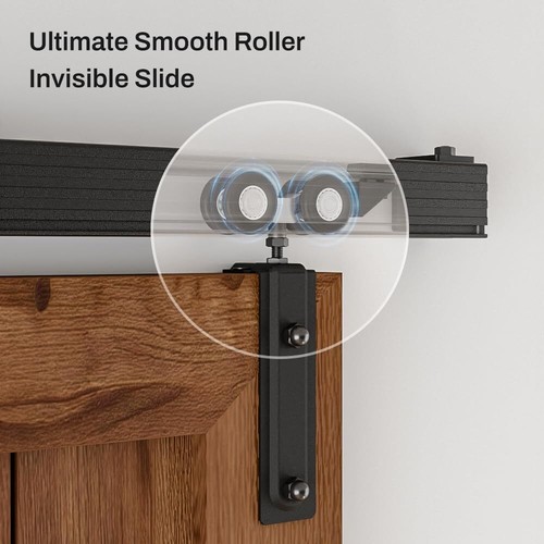 Box Rail Hardware Sliding Barn Door Track Aluminium Alloy Wall Mount Kit 6/6.6FT - Picture 18 of 30