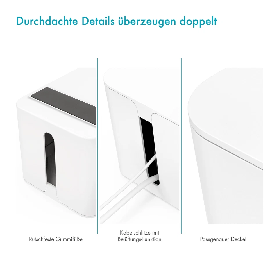 Pazzimo Kabelbox 2 in 1 Set Kabel Organizer Kabelmanager Box 400x155x138mm Weiß - Bild 3 von 4