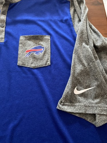 Buffalo Bills Nike Dry Fit XXL Mens Football NFL Blue & Gray Three Q Sleeve Tee - Picture 2 of 4
