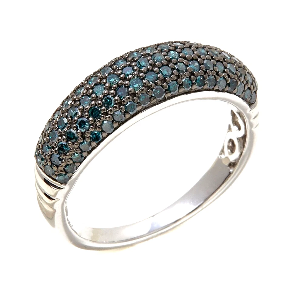 3/4ct Blue Diamond Pave Band in Sterling Silver Womens Size 8, HSN - Image 4 of 4