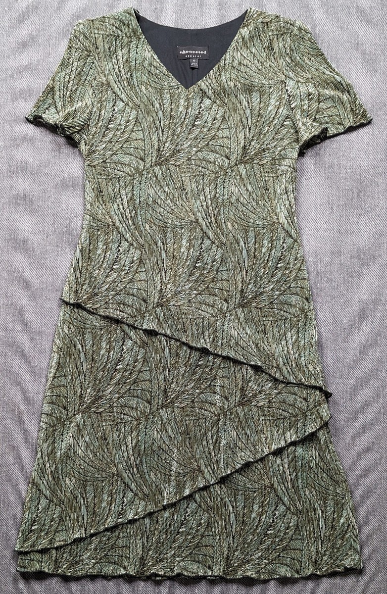 Formal Gown Connected Apparel Silver Dress Connected Apparel Dress Crinkle Pleats Tiered Layers Pullover Size 10 Green Formal Gown Connected Apparel Silver Dress Connected Apparel Dress Crinkle Pleats Tiered Layers Pullover Size 10 Green