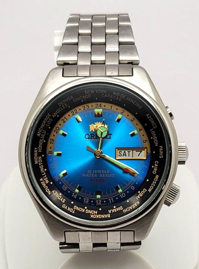 Vintage Orient Automatic World Time Stainless Ste… - image 2