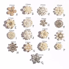 30pcs Super Bling Ornaments Clear Alloy Crystal Flatback Rhinestone Buttons 