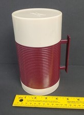 Vintage Sears Roebuck & Co. Pint Thermos #73102 Made In USA Burgundy & Tan