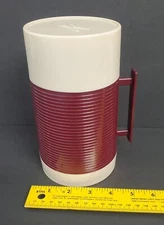 Vintage Sears Roebuck & Co. Pint Thermos #73102 Made In USA Burgundy & Tan