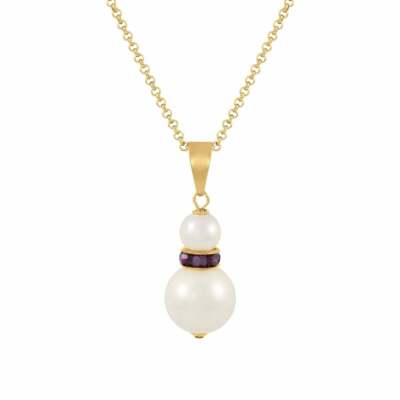 Alpenamethyst österreichischer Kristall weiße Muschelperle goldfarben Anhänger