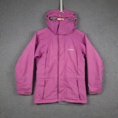 BERGHAUS Jacket Womens UK 8 Purple Goretex Rain Coat Waterproof Hooded Glissade