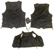 Ladies Leather Biker Vest - 7 Pocket - Conceal Carry - 262