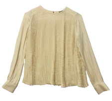 Banana Republic Women's Size XXS Pleated Satin Blouse Light Sand Dune Top