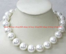 Beautiful Huge Rare 14mm White South Sea Shell Pearl Round Beads Necklace 18"