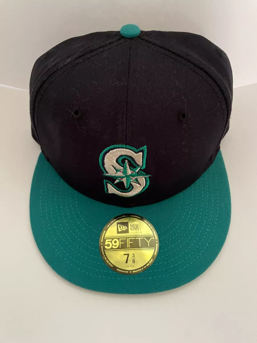 New Era 59Fifty Hat - MLB Seattle Mariners - Navy Blue / Teal Fitted Cap