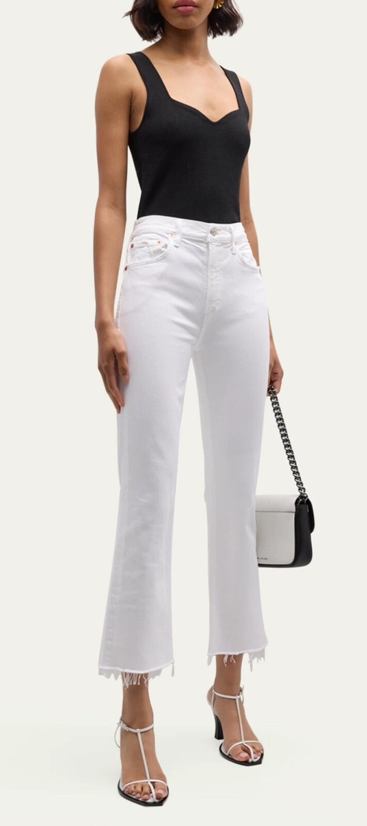 Citizens Of Humanity Isola Cropped Boot Jean Womens 27 White Raw
