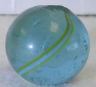 #18925m Vintage Blue Tinted Glass German Handmade Coreless Swirl Marble .66 In