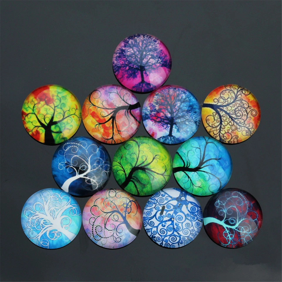 20pcs Cartoon Tree of Life Round Glass Flatback Cameo Cabochons DIY 10 - 25 MM - Image 3 of 4