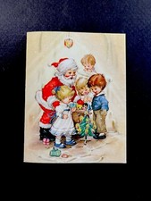 VTG Unused Hallmark Xmas Greeting Card Children Picking Gifts From Santa  s Bag