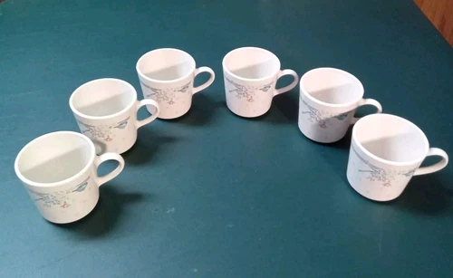 Vintage Corelle by Corning Ware SYMPHONY Coffee Mugs Cups USA - set of 6