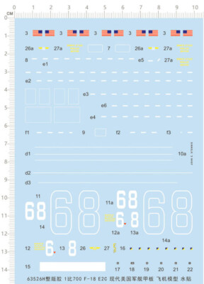 1/700 USS Nimitz (CVN-68)  aircraft carrier F-18 E2C Markings Water Slide Decal
