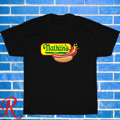 New Nathan's Famous Hot Dog Logo Black/Grey/Navy/White Size S-5XL Unisex T-Shirt