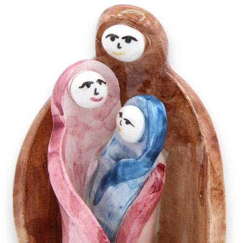 Crèche Stylisée en Céramique Caltagirone, H 13 X 7 CM Ca. Saint Famille - Photo 2 sur 7