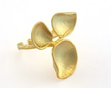 Flower Adjustable Ring Matte Gold Plated Brass 16.5mm 6US inner size 3303