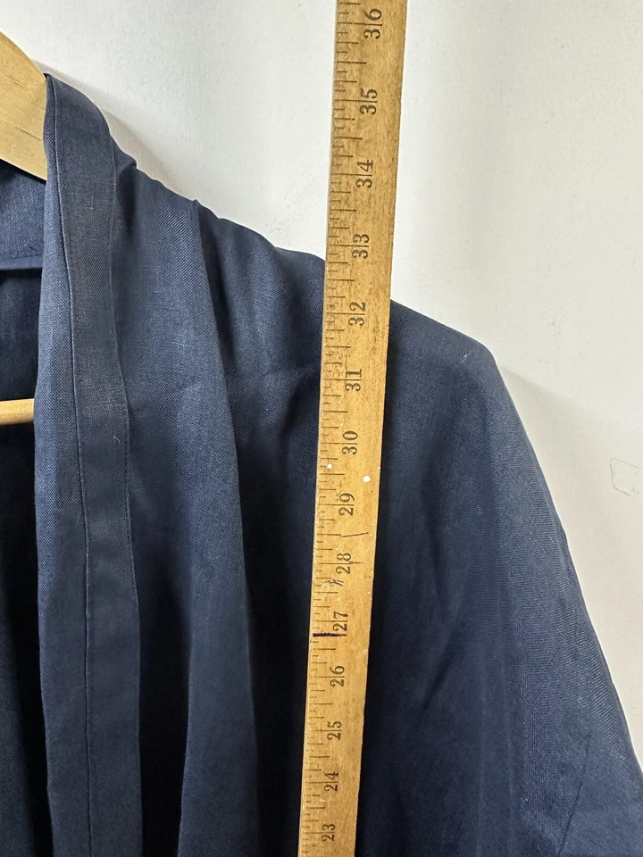 Japanalia Womens Linen Oversized Open Front Cardigan Blue Made In Usa - Image 4 of 4