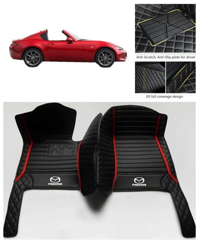 Für Mazda MX5 Miata Auto Fußmatten Leder Maßgefertigt Vordere Reihe Teppiche Kofferraumwanne - Bild 4 von 28