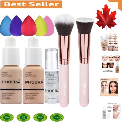 PHOERA Waterproof Matte Concealer with Hydrating Face Primer - All-in-One Set