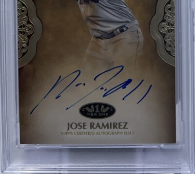 Jose Ramirez Auto PSA 7/9 -2019 Topps Tier One Prime /150