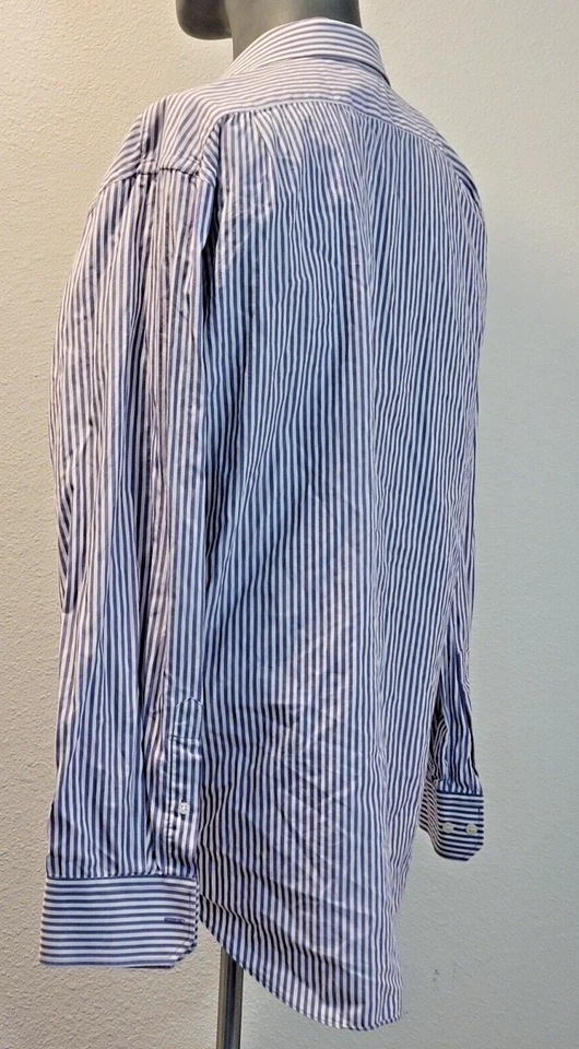 Lorenzo Uomo Dress Shirt 17 34/35 White/Purple Striped 100% Cotton - Image 3 of 4
