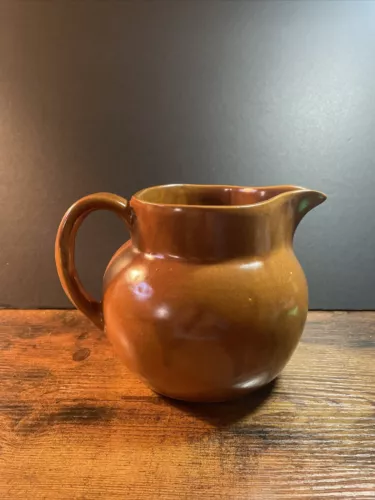 Vintage Bybee Kentucky Pottery Brown Handle Pitcher H: 6" / D: 4"