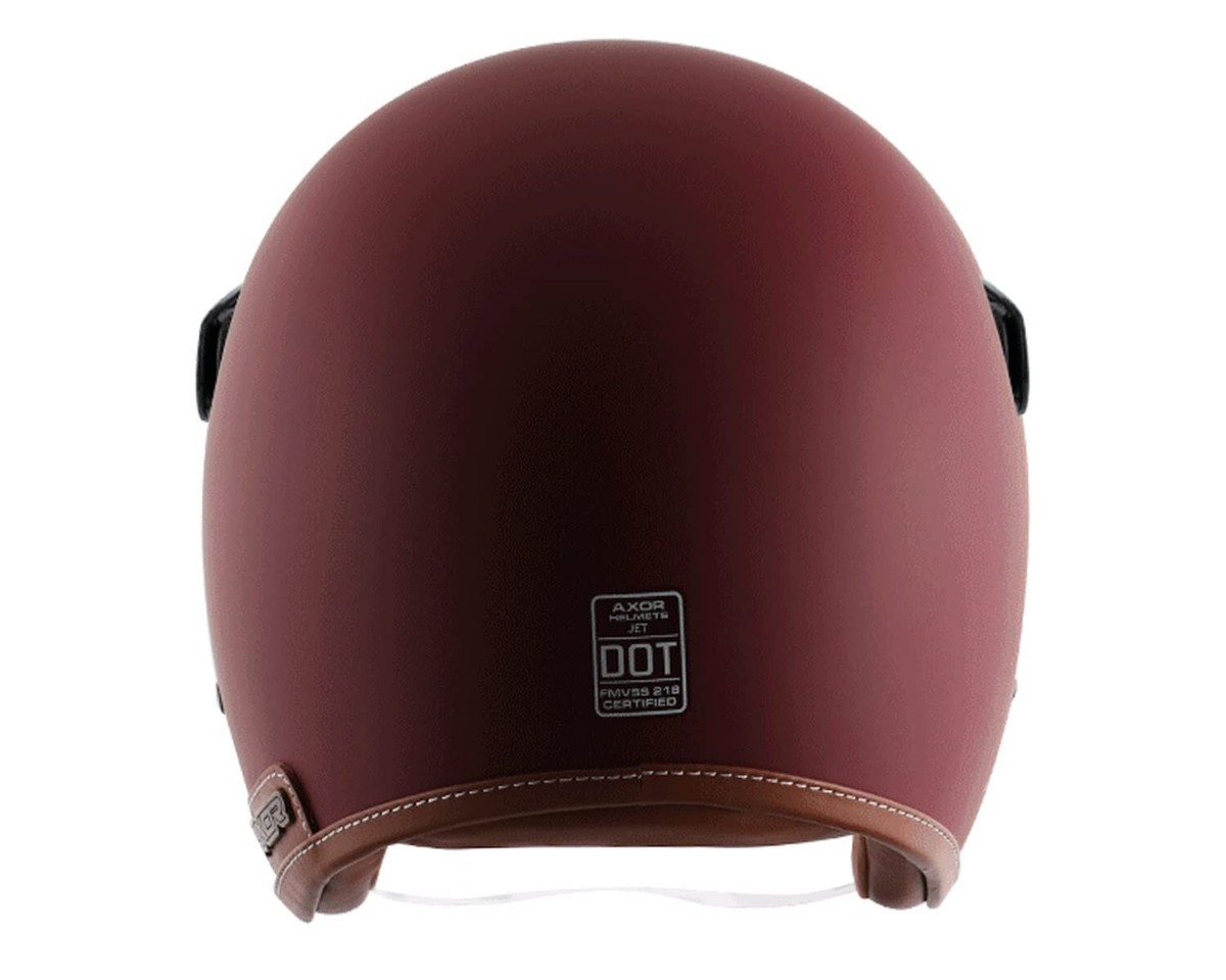Retro Jet Leather Open Face Helmet Dull Chestnut Red, Size: L (59