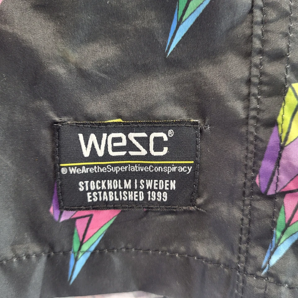 Bañador WESC Para Hombres Pequeño Negro Rayo Pernos Forrados Pantalones Cortos Playa Elástico Foto 2 de 4
