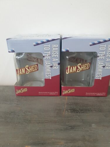 Vasos de vino Jam Shed X2 *NUEVOS* frascos manijas genuinas regalo 12 oz barra en caja - Imagen 1 de 3