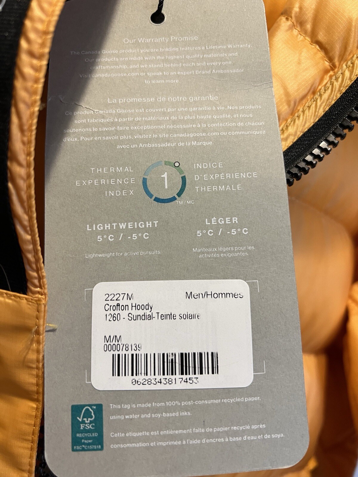 Canada Goose Men’s Crofton Hoody Medium Sundial 2227m image 3