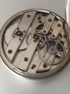 Montre De Poche Ancienne En Argent Massif - Mouvement Mécanique à Clé, Cadran émaillé, Vintage